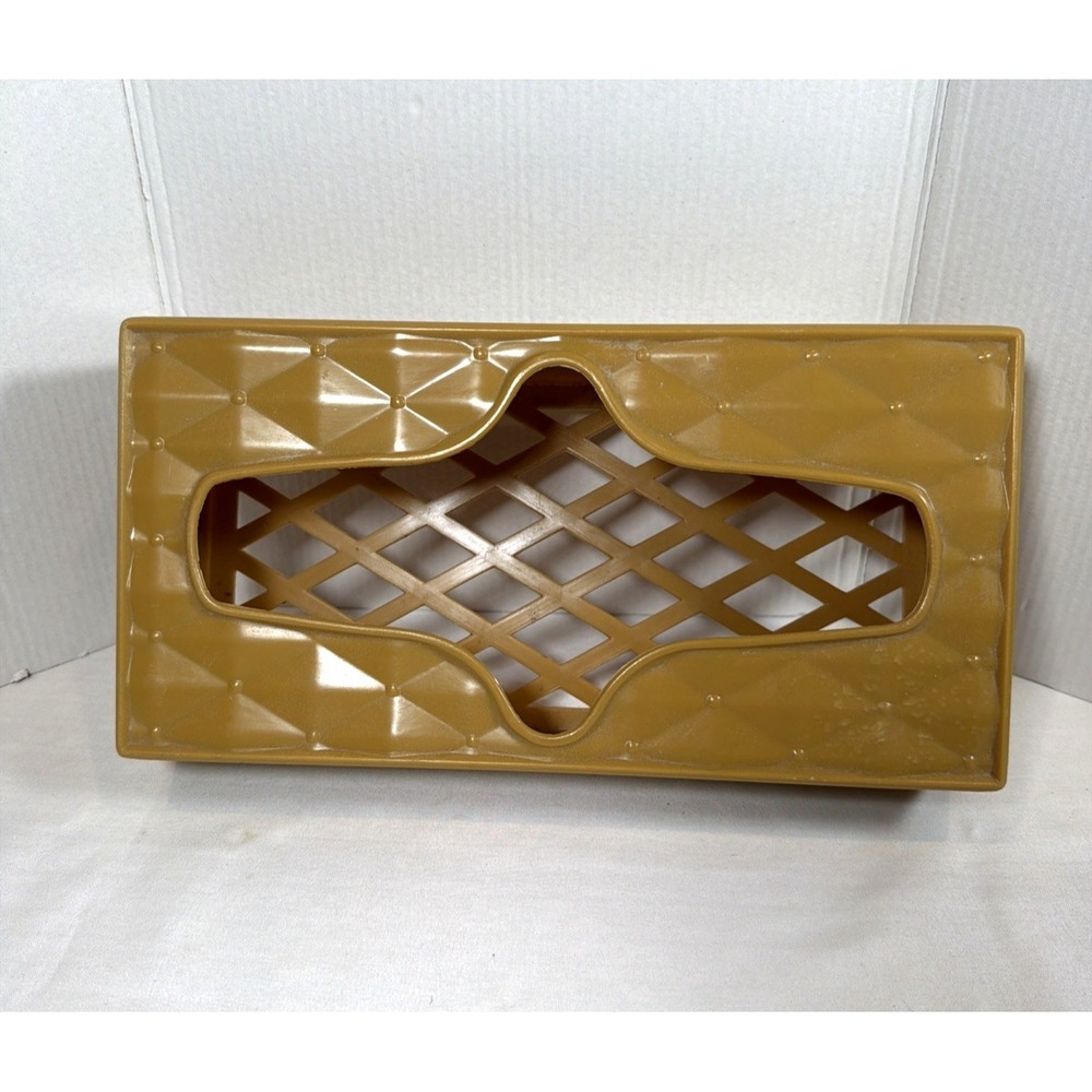 Vintage MCM Gold Plastic Tissue Box Cover Retro Bathroom Vanity Holder - Picture 3 of 6